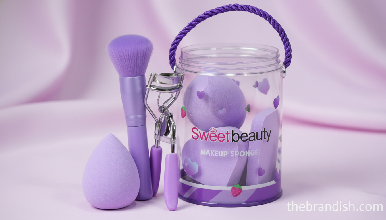 Sweet Beauty 8-Piece Makeup Tool Set – Sponges, Brush & Eyelash Curler | Luxury Beauty Kit